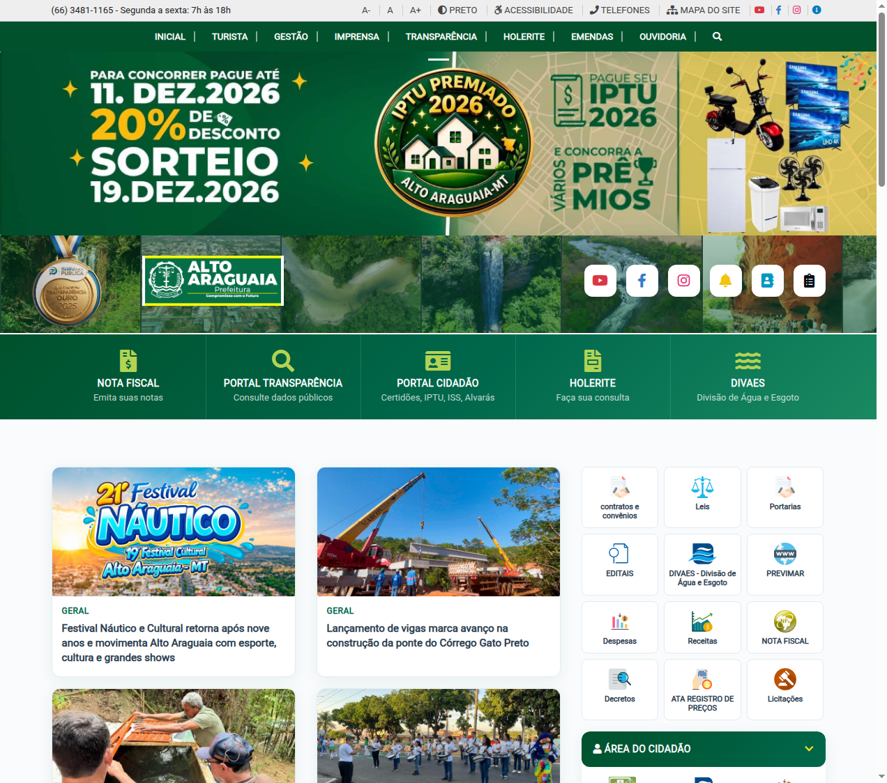 Screenshot altoaraguaia.mt.gov.br